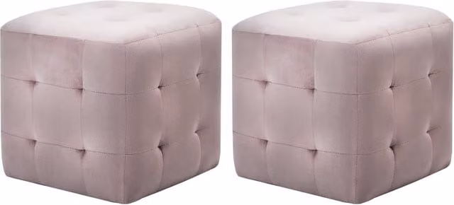 Set de 2 mesitas de noche de terciopelo rosa Vidaxl An/An/Al: 30 x 30 x 30 cm