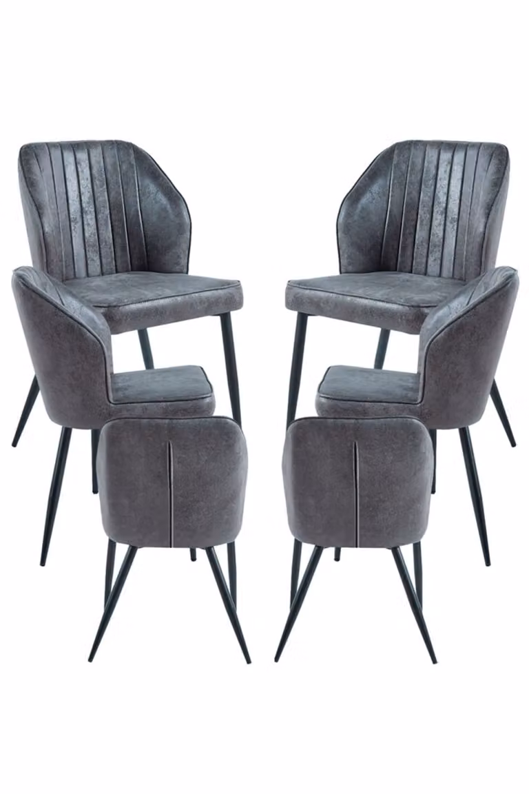 Pack de 6 sillas de comedor modernas en polipiel gris de Regalos Miguel