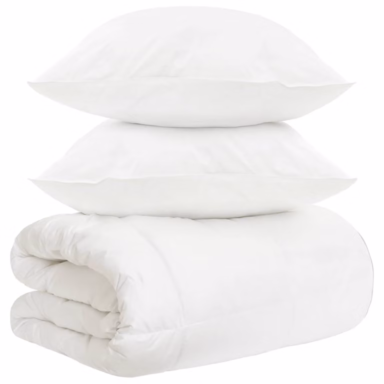 Juego de edredón y almohadas de 3 piezas vidaXL en color blanco, fabricado con fibra de bambú transpirable para verano