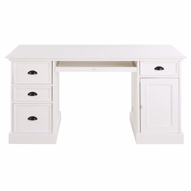 Escritorio moderno de abeto blanco con 4 cajones y 1 puerta de Maisons du Monde
