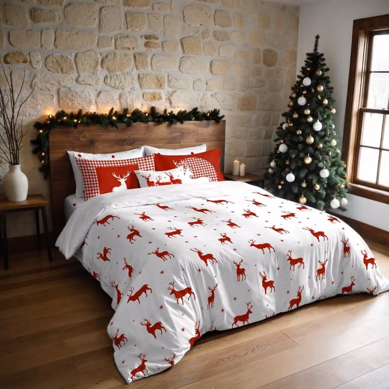 Funda nórdica de Navidad Decolores Home multicolor en poliéster, An/P/Al: 155 x 220 cm