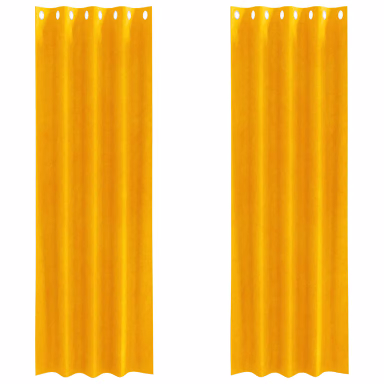 Set de 2 cortinas blackout de terciopelo vidaXL en color amarillo, An/Al: 140 x 225 cm
