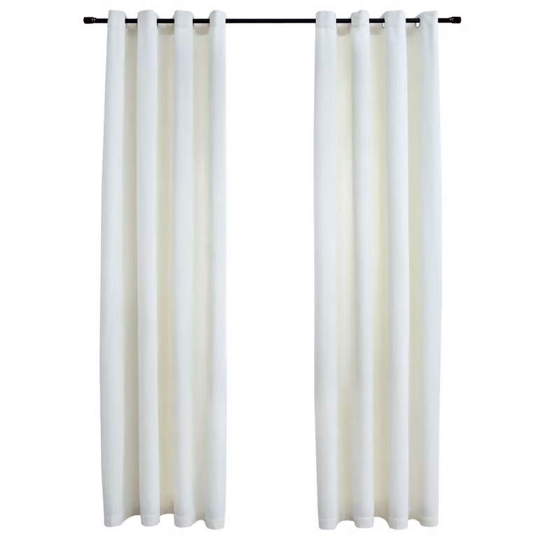 Set de 2 cortinas opacas de terciopelo vidaXL en color beige con anillas, An/Al: 140 x 225 cm
