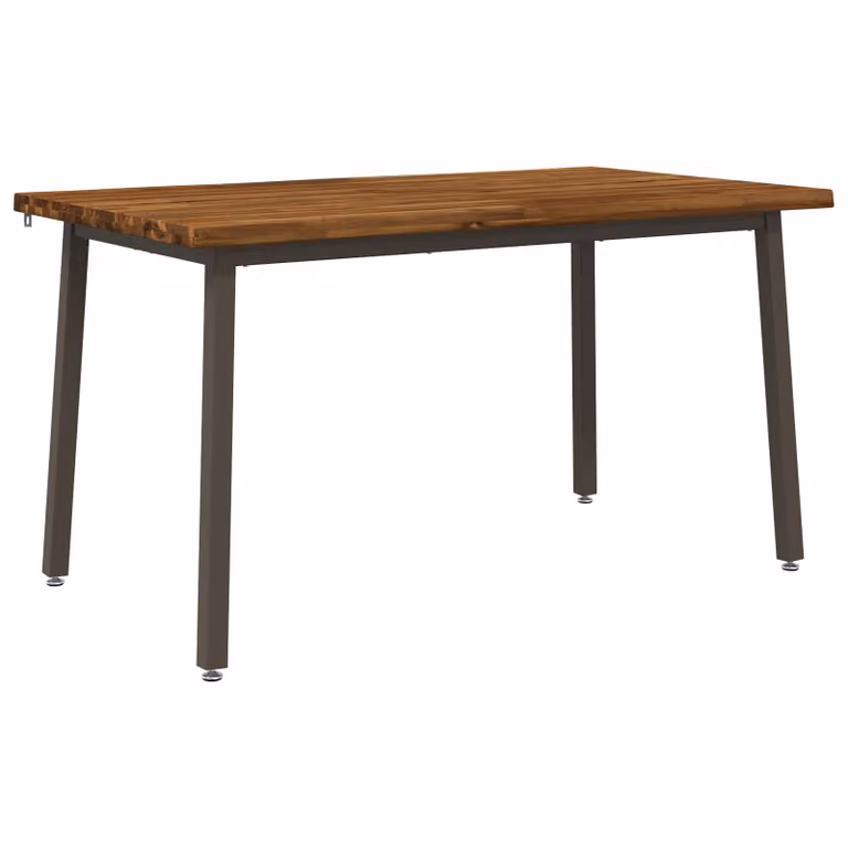 Mesa de comedor moderna vidaXL de madera de acacia sólida con borde natural y acabado mate en color marrón, An/P/Al: 140 x 80 x 75 cm