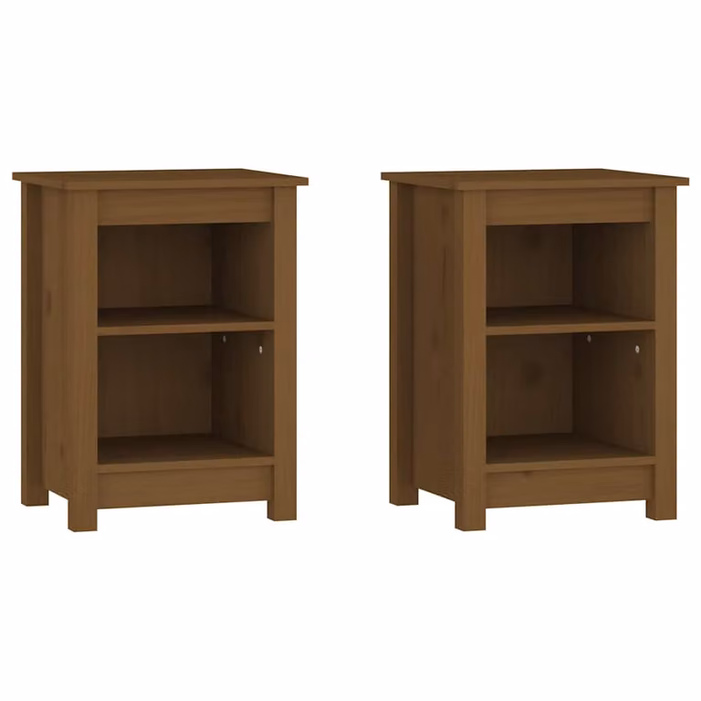Set de 2 mesitas de noche vidaXL de madera de pino color marrón mate An/P/Al: 40 x 35 x 55 cm