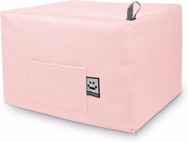 HAPPERS Puff Cama Auxiliar Convertible 2 en 1 con Funda Lavable, Colchón Plegable para Invitados, Rosa, 195 x 130 cm