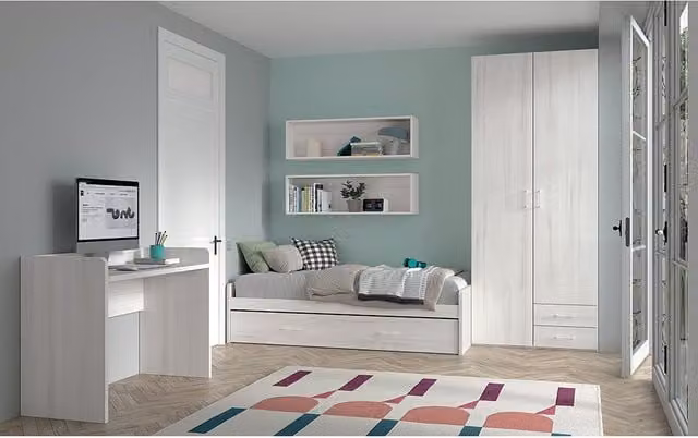 Cama nido Noel de El Corte Inglés para dormitorio juvenil en color beige y blanco