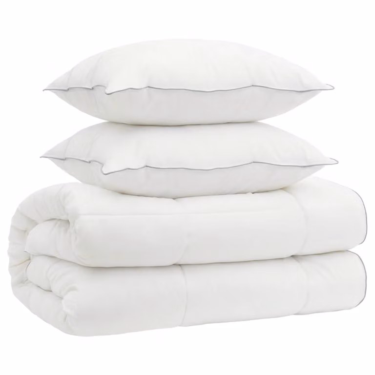 Juego de edredón y almohada vidaXL de 3 piezas en color blanco, compuesto por lana nueva y microfibra, An/P: 240 x 260 cm