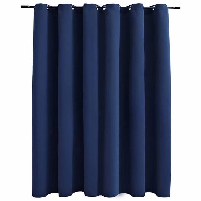Cortina opaca vidaXL con anillas de metal azul, An/Al: 290 x 245 cm
