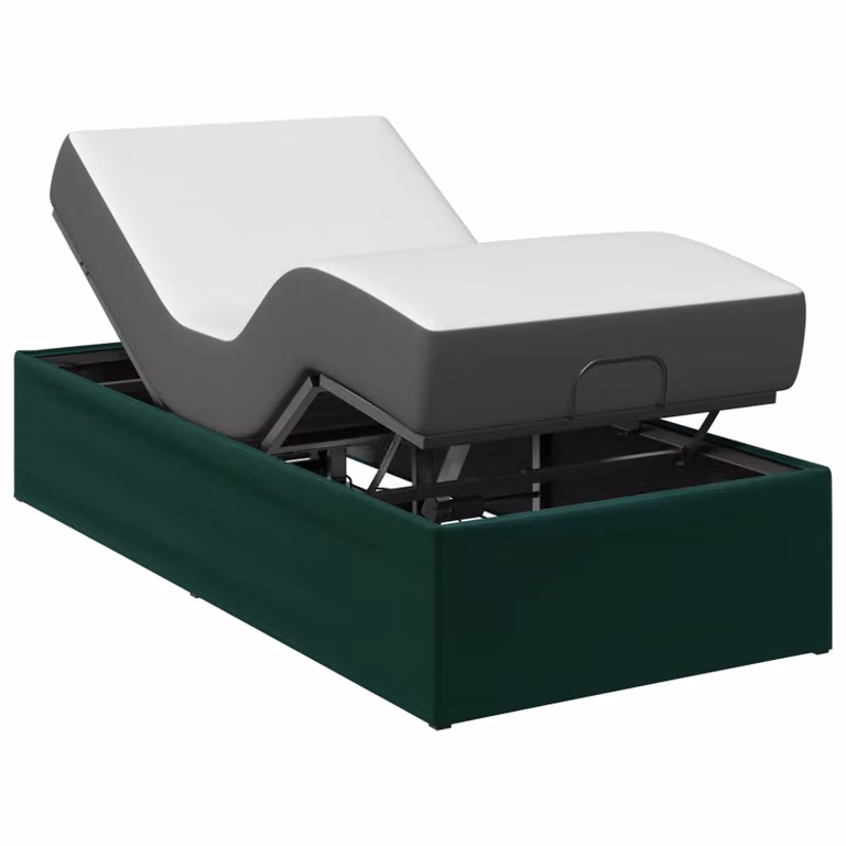 Estructura de cama eléctrica ajustable vidaXL en color verde con marco tapizado de metal de 80 x 200 cm