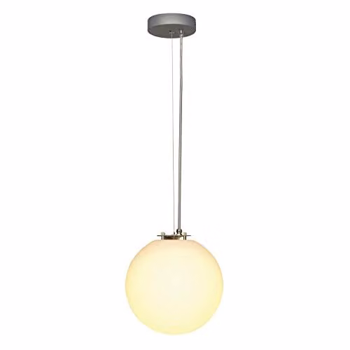 Lámpara colgante SLV Rotoball en color blanco y plata con casquillo E27 y potencia máxima de 24W
