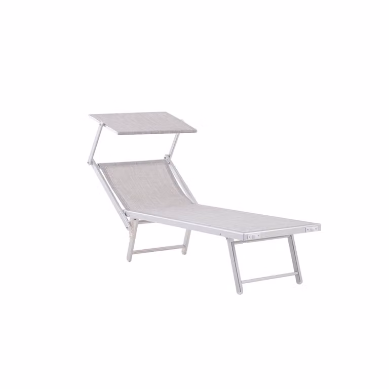 Pareja de tumbonas Siediti Fuori e Dentro de aluminio y textileno gris con sombrilla y reposacabezas ajustable