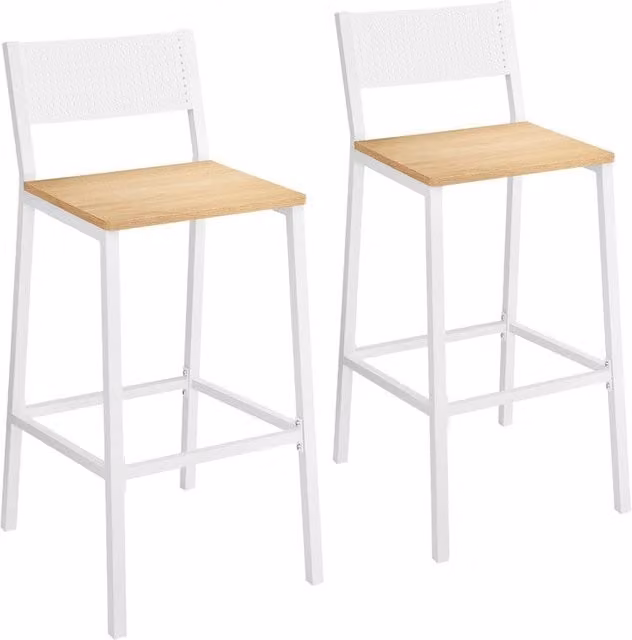 Juego de 2 taburetes de bar altos VASAGLE estilo industrial en color blanco y beige para cocina, comedor u oficina