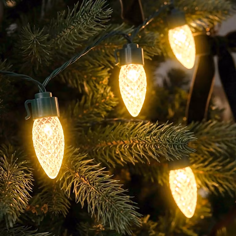 Guirnalda de luces Spetebo con forma de piñas de pino en color oro suave, 50 LEDs de luz blanca cálida, estilo vintage con temporizador y resistencia IP44 para Navidad, longitud: 7 metros