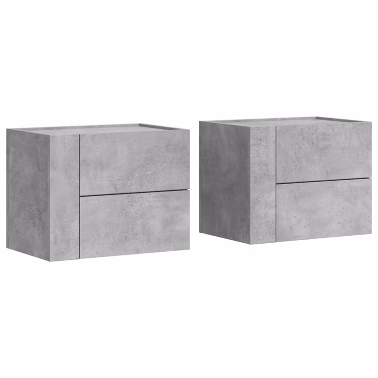 Set de 2 mesitas de noche de pared vidaXL en color gris hormigón, An/P/Al: 45 x 30 x 35 cm