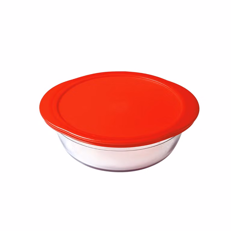 Recipiente redondo de vidrio Cook&Store Ocuisine con tapa de plástico de 2,3 l y diámetro de 26 cm
