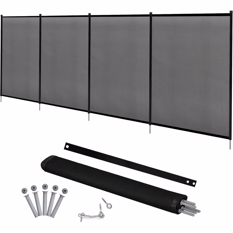Valla de seguridad para piscina y pantalla de ocultación para balcón Costway, transparente, An: 360 cm, Al: 125 cm