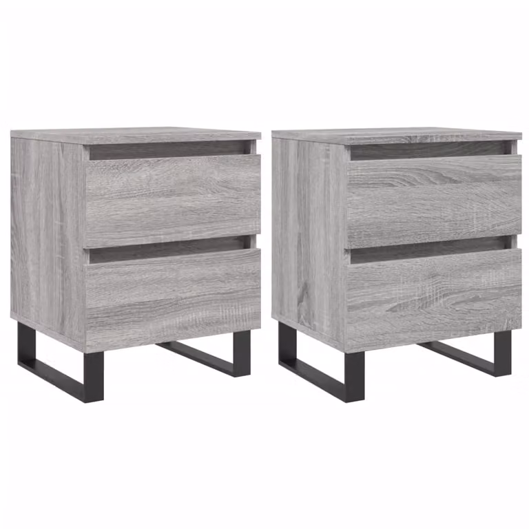 Set de 2 mesitas de noche vidaXL modernas de pared en color gris mate con acabado en madera y metal