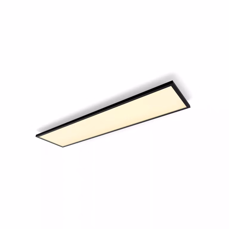 Panel de luz LED Philips Hue Aurelle rectangular de color negro con acabado en aluminio