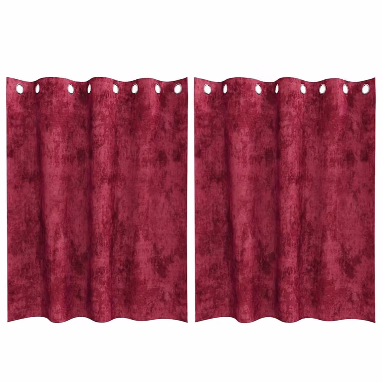 Set de 2 cortinas de terciopelo opacas vidaXL en color rojo con aislamiento térmico, An/Al: 140 x 140 cm
