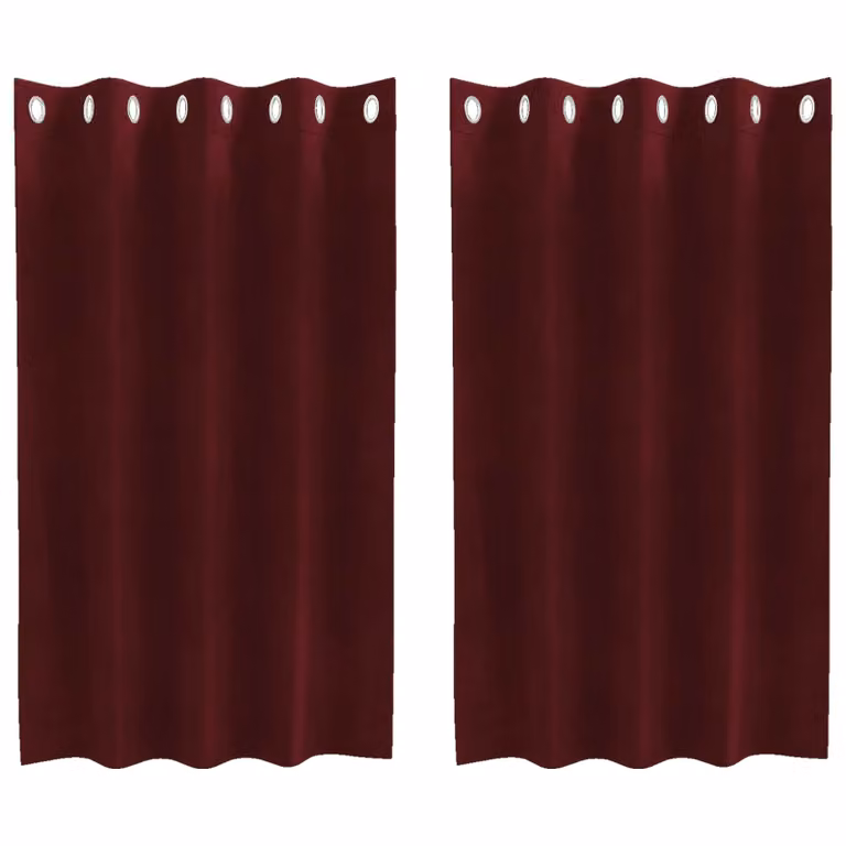 Set de 2 cortinas blackout de terciopelo vidaXL en color rojo, An/Al: 140 x 140 cm