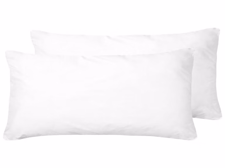 Conjunto de 2 almohadas Beliani de microfibra blancas para adultos, An/P/Al: 80 x 40 x 40 cm