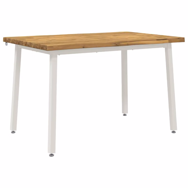 Mesa rectangular moderna de madera de acacia sólida vidaXL en color blanco An/P/Al: 120 x 80 x 75 cm