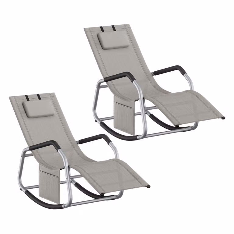 Set de 2 mecedoras de jardín SONGMICS con cojín ajustable en color gris