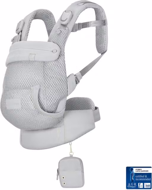 Mochila portabebés Cybex Laya carrier de 3 posiciones en color gris con tejido elástico y malla de ventilación