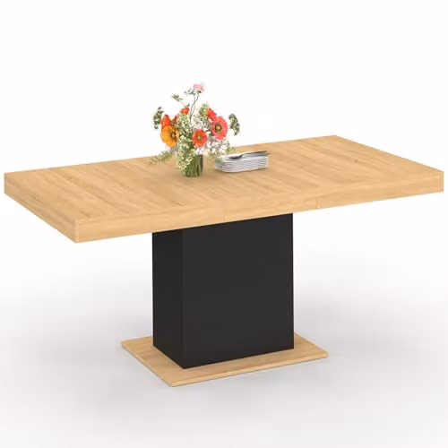 Mesa de comedor extensible rectangular Eden de IDMarket en madera y negro