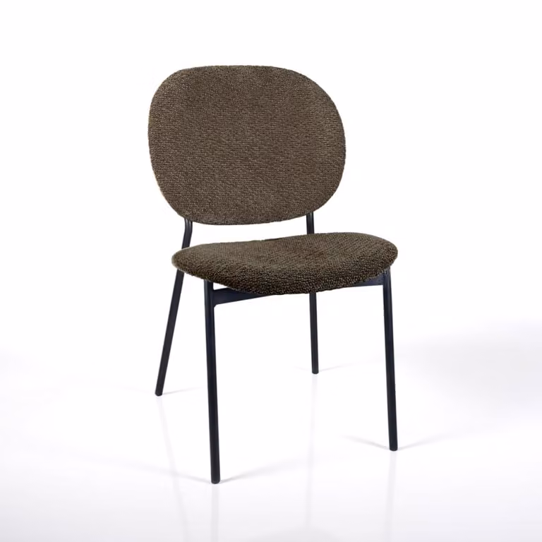 Set de 2 sillas apilables ORESTELUCHETTA con tejido marrón y patas negras de metal, An/P/Al: 47 x 58 x 81 cm