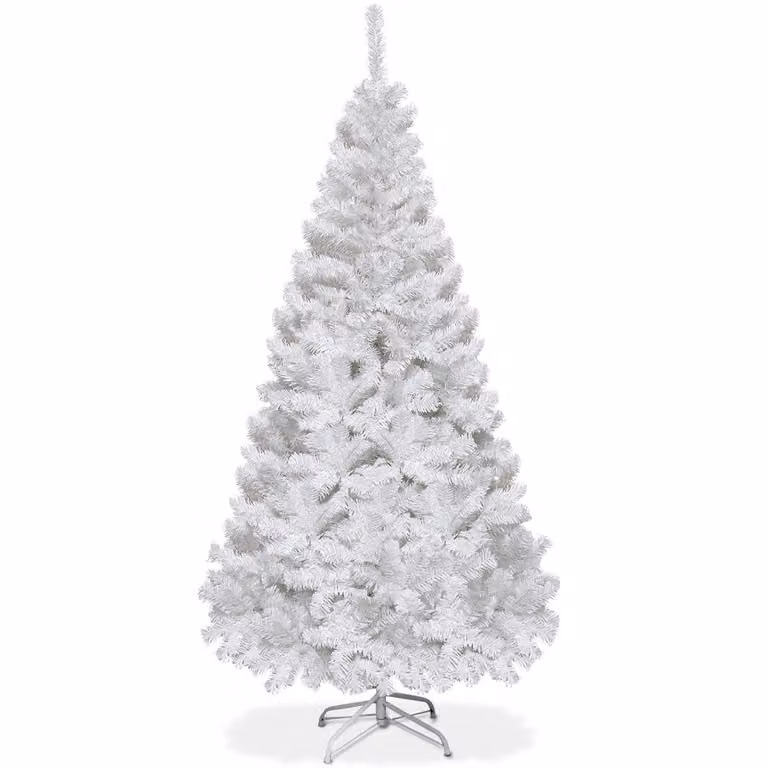 Árbol de Navidad Artificial Blanco Costway con Base Metálica de PVC