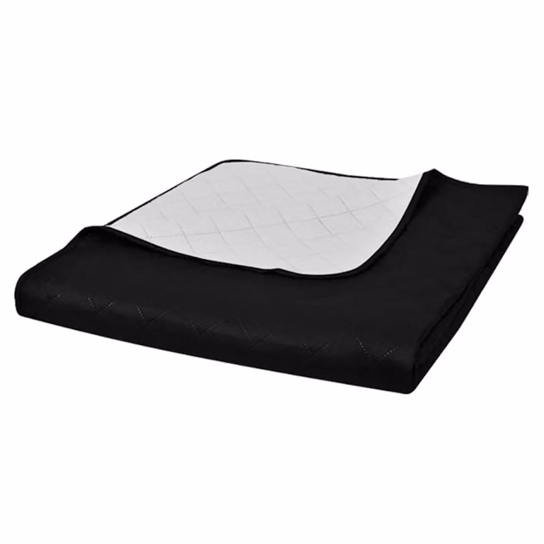 Colcha acolchada reversible vidaXL con diseño geométrico en blanco y negro, An/P: 170 x 210 cm