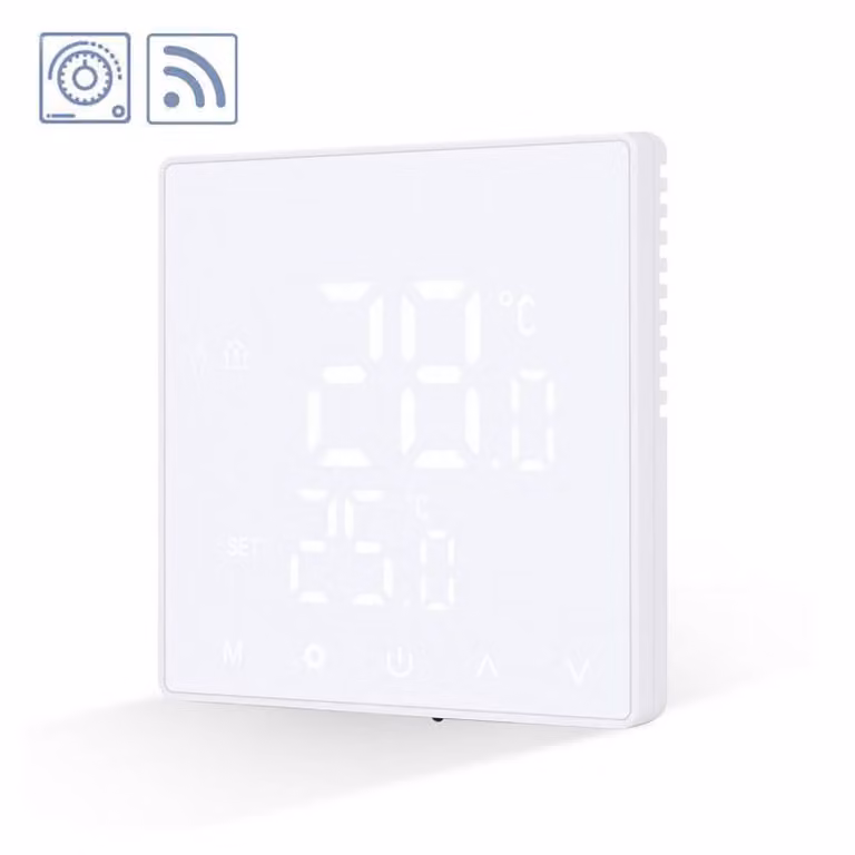 Termostato digital Ledbox Koob con conexión WiFi y Zigbee en color blanco con acabado en cristal