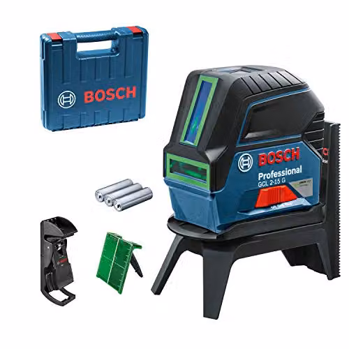 Nivel láser verde Bosch Professional GCL 2-15 G con puntos de plomada y alcance de 15 m