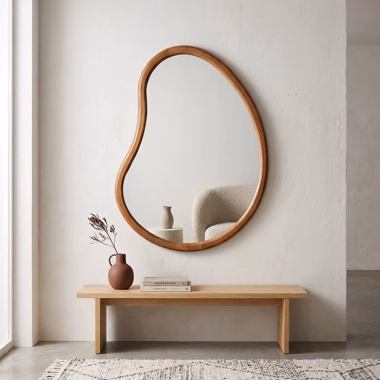 Espejo de pared decorativo de madera de abeto Sweeek en color marrón, An/Al: 85 x 65 cm, Profundidad: 3 cm