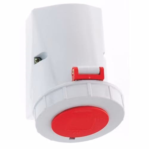 Enchufe de pared empotrable BALS 1155 de 32A, 5 polos, 400V, 6H con protección IP67