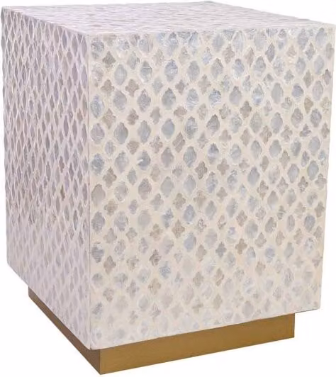 Taburete de madera y capiz beige de Wanderlust Deco An/P/Al: 35 x 35 x 45 cm
