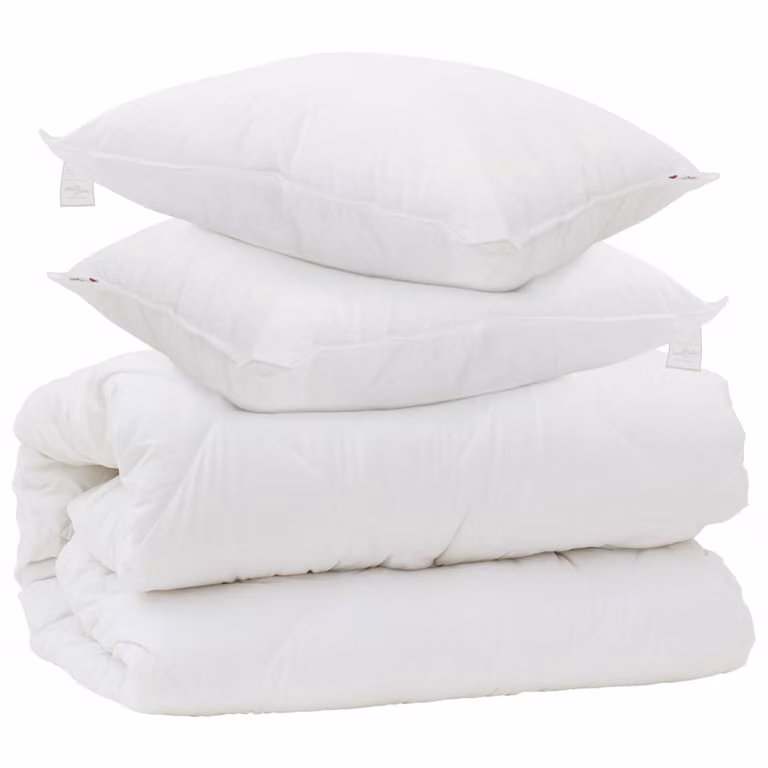 Set de 3 piezas de edredón y almohadas vidaXL de microfibra y bambú, color blanco, para invierno, 200 x 220 cm