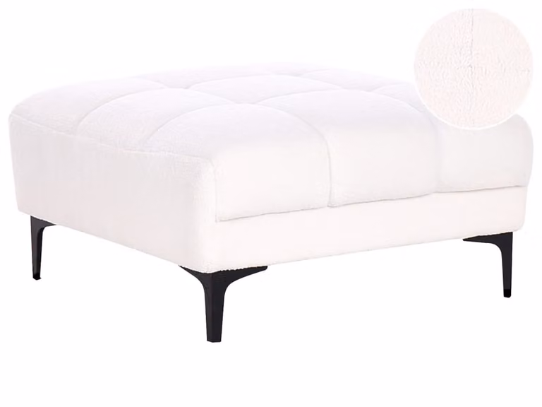 Otomana moderna Beliani en tejido bouclé blanco para salón