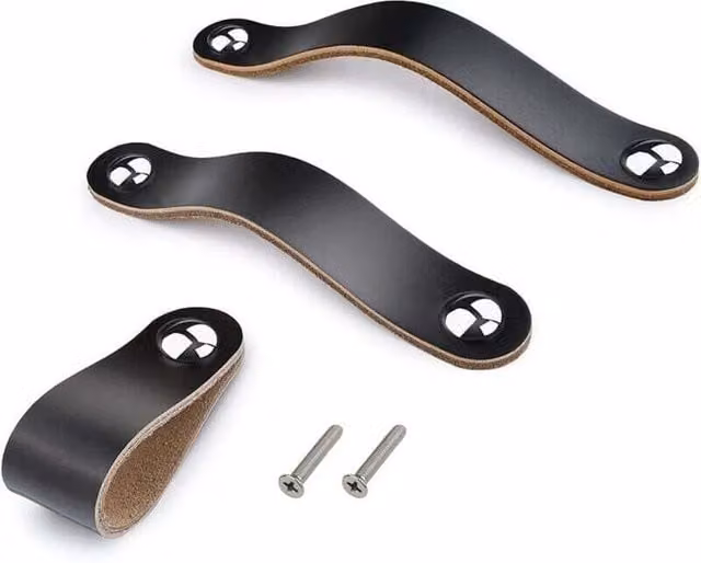 Tiradores de cuero LIIYIELA beige para cajones y armarios de cocina con tornillos, Distancia entre agujeros: 128 mm