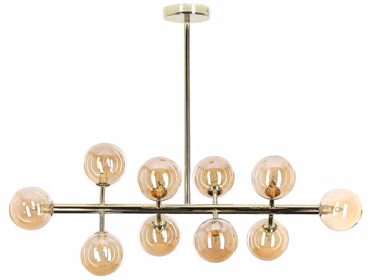 Lámpara colgante Beliani de metal en color dorado y latón con acabado de cristal estilo glamour