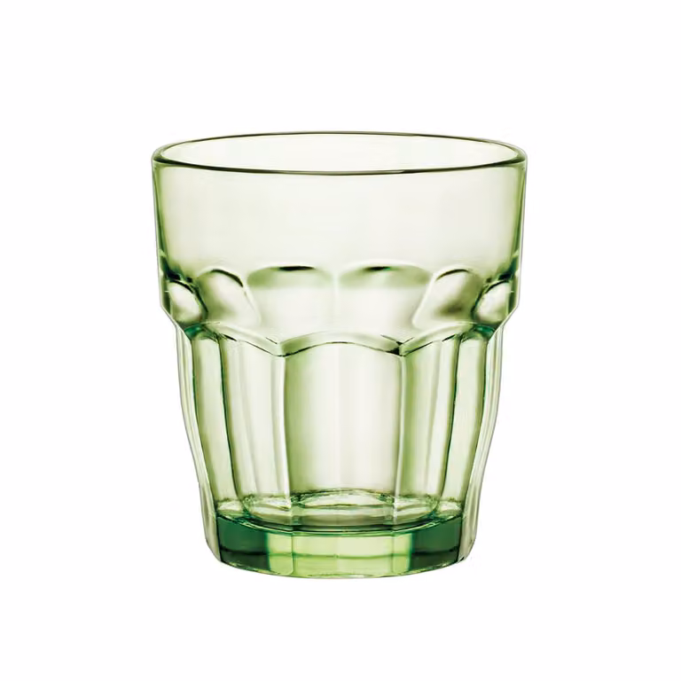 Set de 6 vasos bajos Rock Bar de Bormioli Rocco en vidrio verde de 27 cl