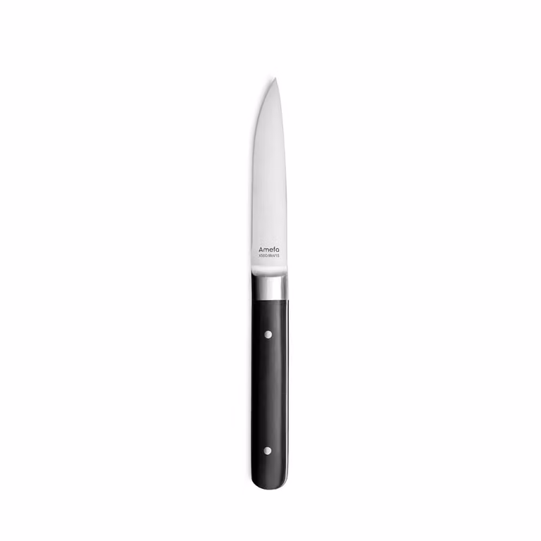 Juego de 12 cuchillos para carne Fusion de Amefa en color negro mate de 22 cm con acero inoxidable