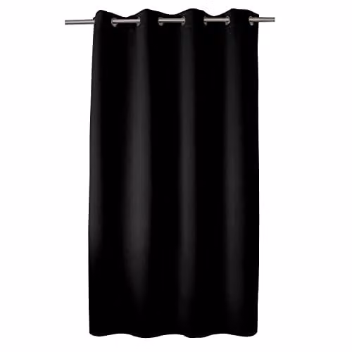 Cortina Blackout Enjoy Home de Poliéster con 8 Ojales, Color Negro y Plata, An/Al: 140 x 180 cm