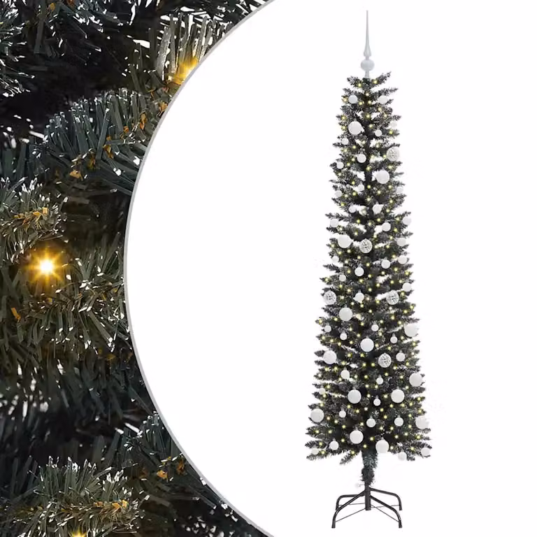 Árbol de Navidad artificial vidaXL verde de 180 cm con luces LED blanco cálido en PVC, plástico y metal