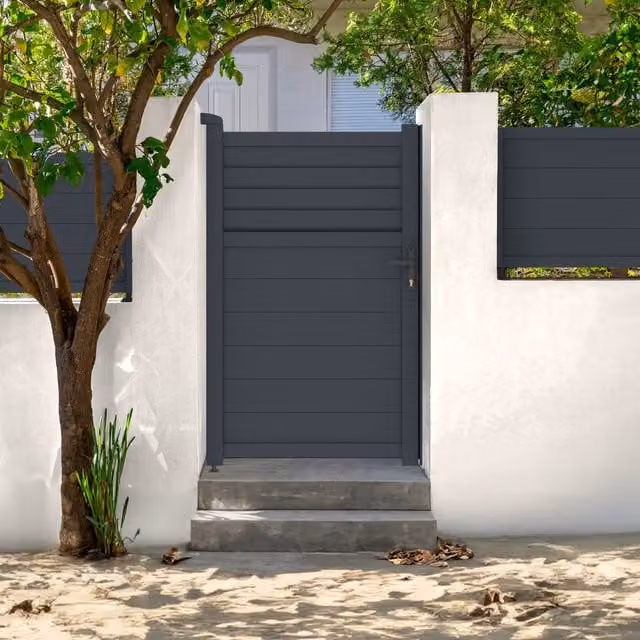 Puerta simple de aluminio Carpata de CASANOOV en color gris antracita, An/Al: 100 x 143 cm