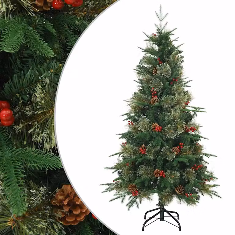 Árbol de Navidad artificial con ramas articuladas vidaXL, color verde, Altura: 150 cm