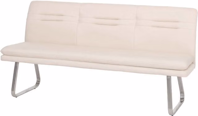 Banco de comedor HHG Hhg-911 tapizado en tela beige crema con estructura de acero inoxidable An/P/Al: 180 x 45 x 90 cm
