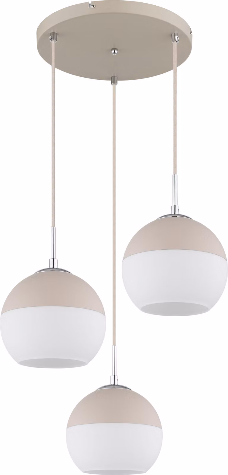 Lámpara de suspensión Globo 15999-3HR con casquillo E27 y protección IP20 en blanco o beige con altura ajustable